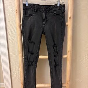 American Eagle Outfitters Black Distressed Skinny Jeans